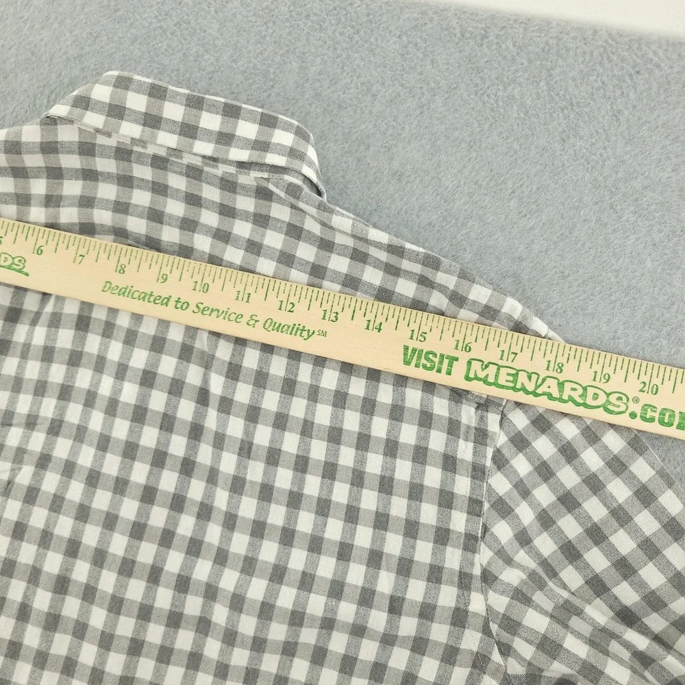 Banana Republic Shirt Mens M Gray Check Long Sleeve Linen Button Up Casual